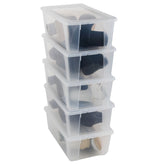 12 x Aufbewahrungsbox mit Deckel 5 Liter - 32x19x11 cm - transparent stapelbar LEBENSMITTELECHT - Kunststoff Box Kiste - Plastik Behälter Organizer - Büro Haushalt Küche Kinderzimmer Spielzeugkiste